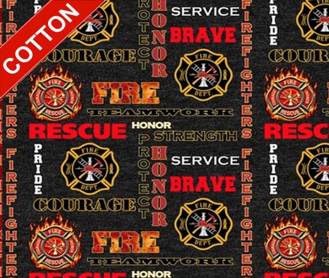 Fire Department Rescue Allover Cotton Fabric